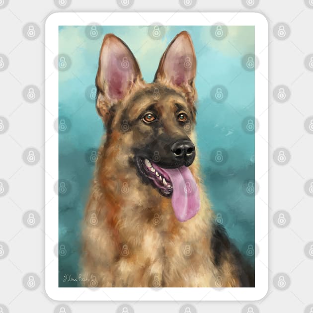 An impressive German Shepherd Painting with his Tongue Out Sticker by ibadishi